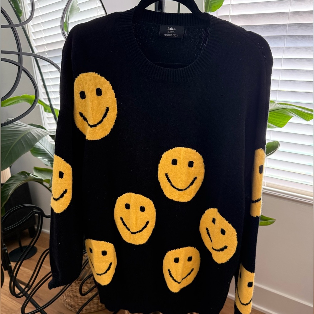 Dressed in Lala black smiley sweater s/m new
